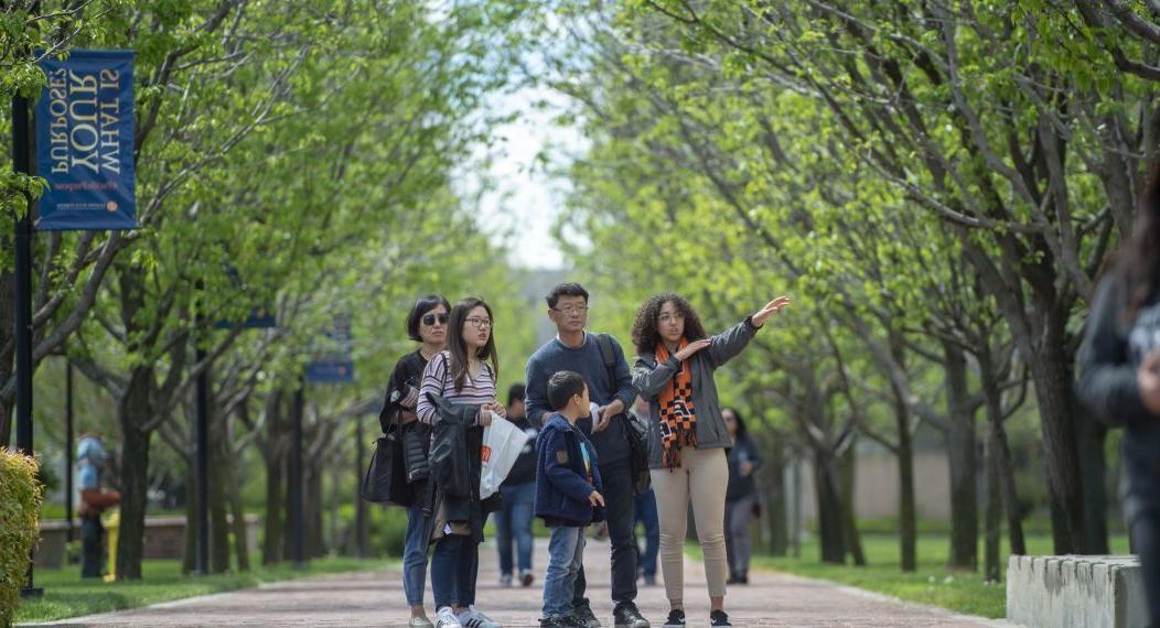 family taking a campus tour